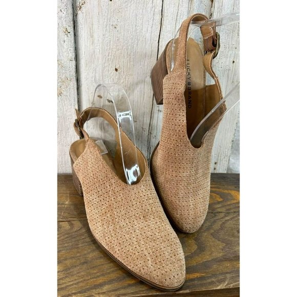 Lucky Brand Shoes Lideton Slingbacks Soft Tan Suede Slip-On Woman’s Size 8.5 - Picture 4 of 9